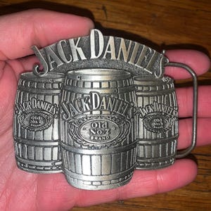 Vintage Jack Daniel’s Old No. 7 Whiskey 2005 USA Made Whiskey Barrels Drinking Alcohol Heavy Metal Belt Buckle Rare