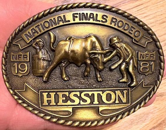 Vintage 1981 National Finals Rodeo NFR Hesston Collector Belt Buckle Seventh Edition