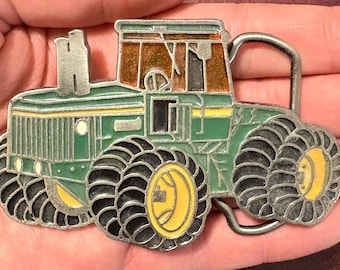 Vintage The Tractor Limited Edition groene riemgesp van de tractor – Emaille boerderijmachines ontwerp zeldzaam