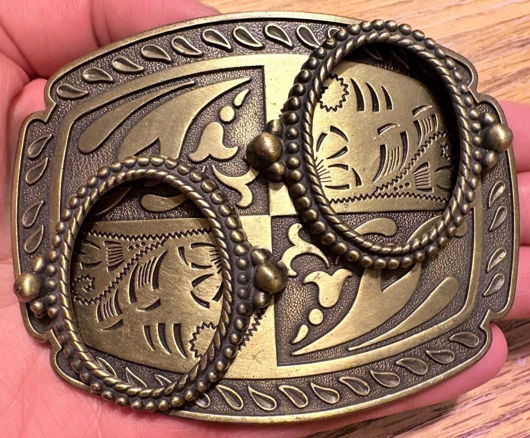 Vintage Western Rope Border Belt Buckle – Brass Tone Cowboy Style ...