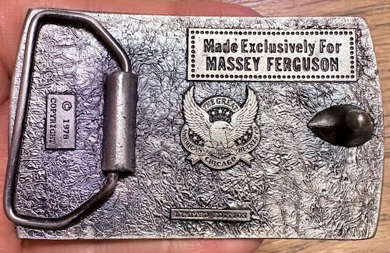 Vintage Massey Ferguson MF Tractor Belt Buckle The Great American Buckle Company Limited Edition 1978 Farm Collectible View 2