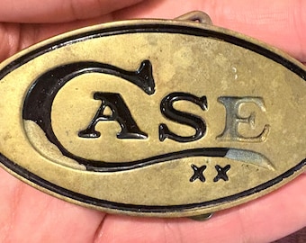 Vintage CASE XX Belt Buckle – Brass Oval Knife Logo – W.R. Case & Sons Cutlery Co. Collectible