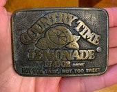 Vintage Country Time Lemonade Drink Not too Tart, Not too Sweet Kraft Foods 1970s Drink Mix General Foods Brass Belt Buckle Rare