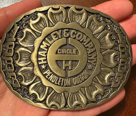 Vintage Hamley & Company Circle H Brass Belt Buckle – Pendleton, Oregon Award Design Medals