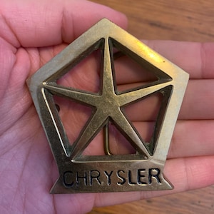 Vintage Chrysler NOS Unmarked Car Automobile Logo Taiwan Gold Colored Solid Brass Belt Buckle Rare
