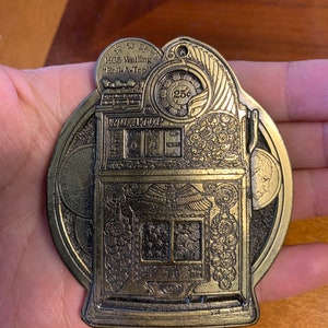 Vintage Watling “Roll-A-Top” 1936 Slot Machine American Indian The Great American Buckle Company 1975 Brass Belt Buckle Casino Gambling Rare