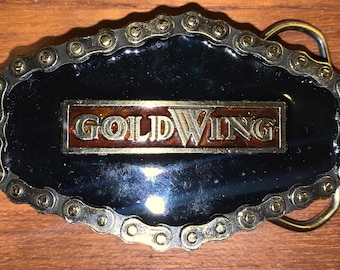 Vintage 1978 Gold Wing Motorcycle Black & Goldtone Buckle by  display picture 1