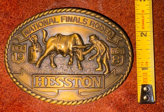 Vintage 1981 National Finals Rodeo NFR Hesston Collector Belt Buckle Seventh Edition View 3