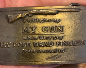 Vintage Die zweite Änderung Eitelkeit Stil Vaterländisch Das Recht, Arme zu tragen Messing Gürtelschnalle Selten