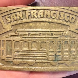 Vintage San Francisco Cable Car Indiana Metal Craft 1977 Train Transportation Solid Brass Belt Buckle Rare