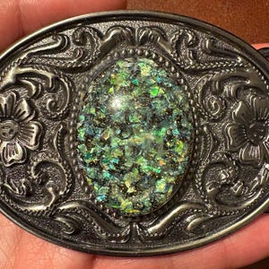 Vintage Belt Buckle Green Stone - Etsy display picture 3