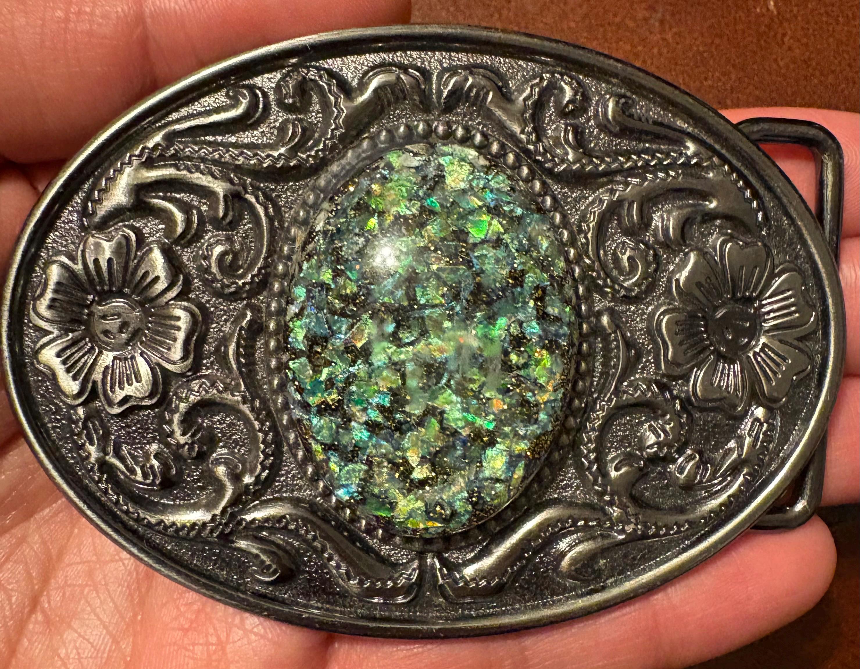 Vintage Belt Buckle Green Stone - Etsy display picture 2