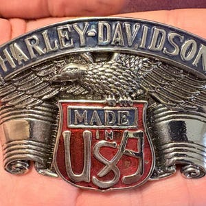 Vintage 1983 Harley-Davidson “Made in USA” Belt Buckle – Solid Brass – Baron Design – Licensed Product Taiwan Made