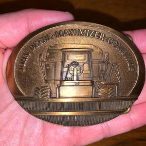Vintage John Deere Maximizer Combines 1989 Tractor Agricultural Machinery Deere and Company Solid Brass Plated Belt Buckle Rare