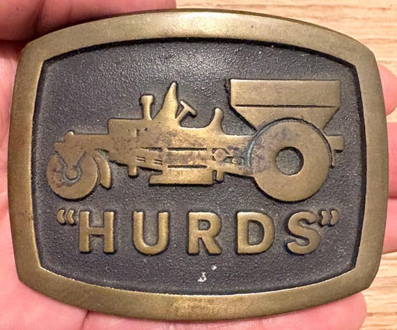 Vintage Hurds Tractor Belt Buckle Solid Bronze Rainbow Metals Seattle Farm Agriculture Western Buckle 1970s