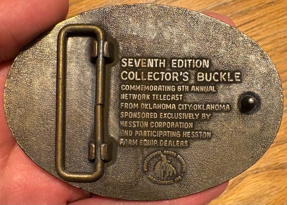 Vintage 1981 National Finals Rodeo NFR Hesston Collector Belt Buckle Seventh Edition View 2