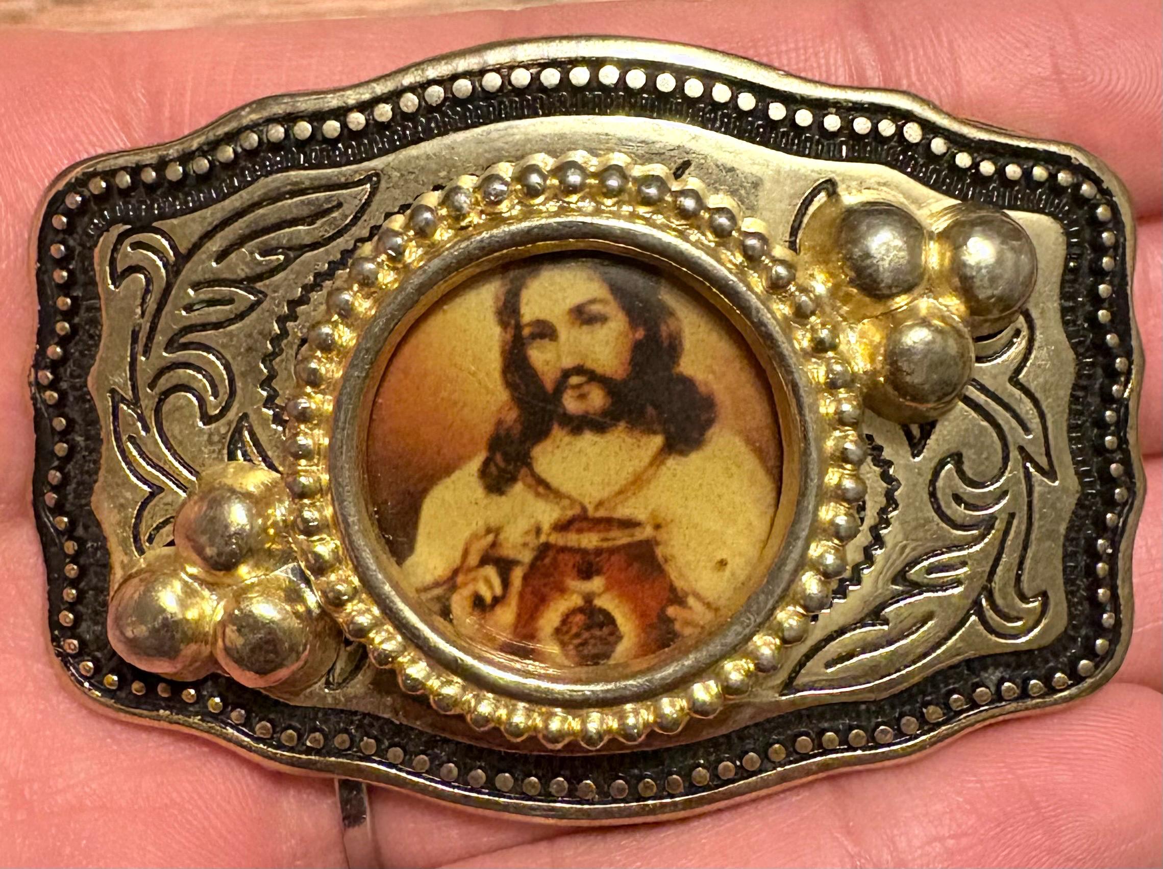 Vintage Jesus Belt Buckles I Old Vintage Antique Silver Jesus belt buckle~beautifully designed~face o… display picture 1