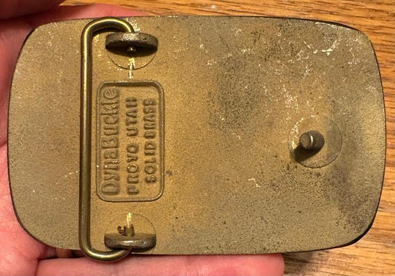 Vintage Epoke Semi Truck Mining Belt Buckle Solid Brass Trucker Heavy Equipment Haul Truck Industrial Machinery Coal Mine Ore 1970s 1980s View 2
