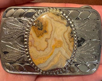 Lace agate western belt buckle belt buckles Belt Buckle with Crazy Lace Agate Cab  main image 2