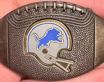 Vintage 1979 Detroit Lions Belt Buckle NFL Official Licensed Lee N.Y. Football Helmet USA