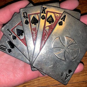 Vintage The Royal Flush Las Unmarked Poker High Rollers Heavy Netal Belt Buckle