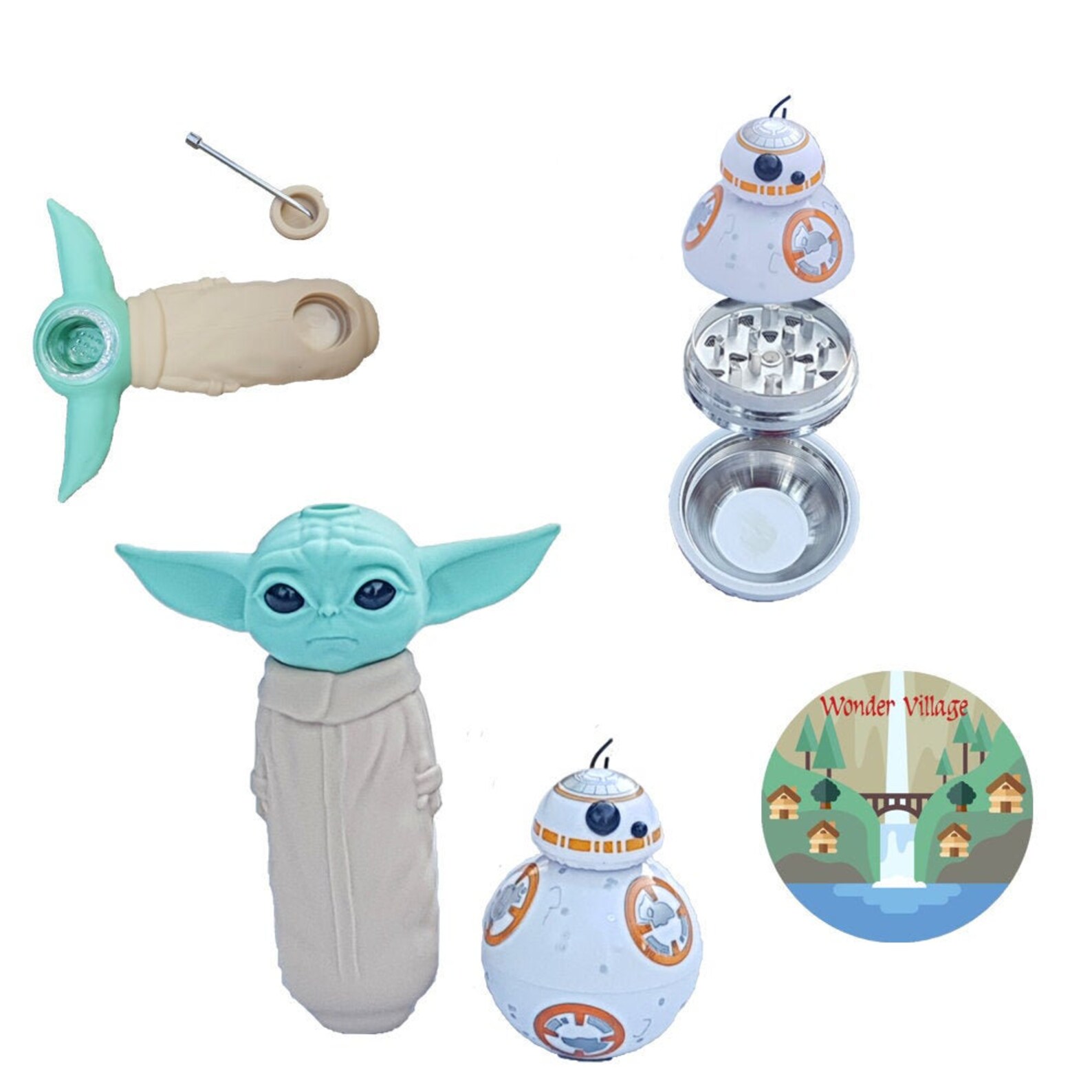 Baby Yoda Star Wars Silicone Bowl avec broyeur BB8 acier 420 Etsy