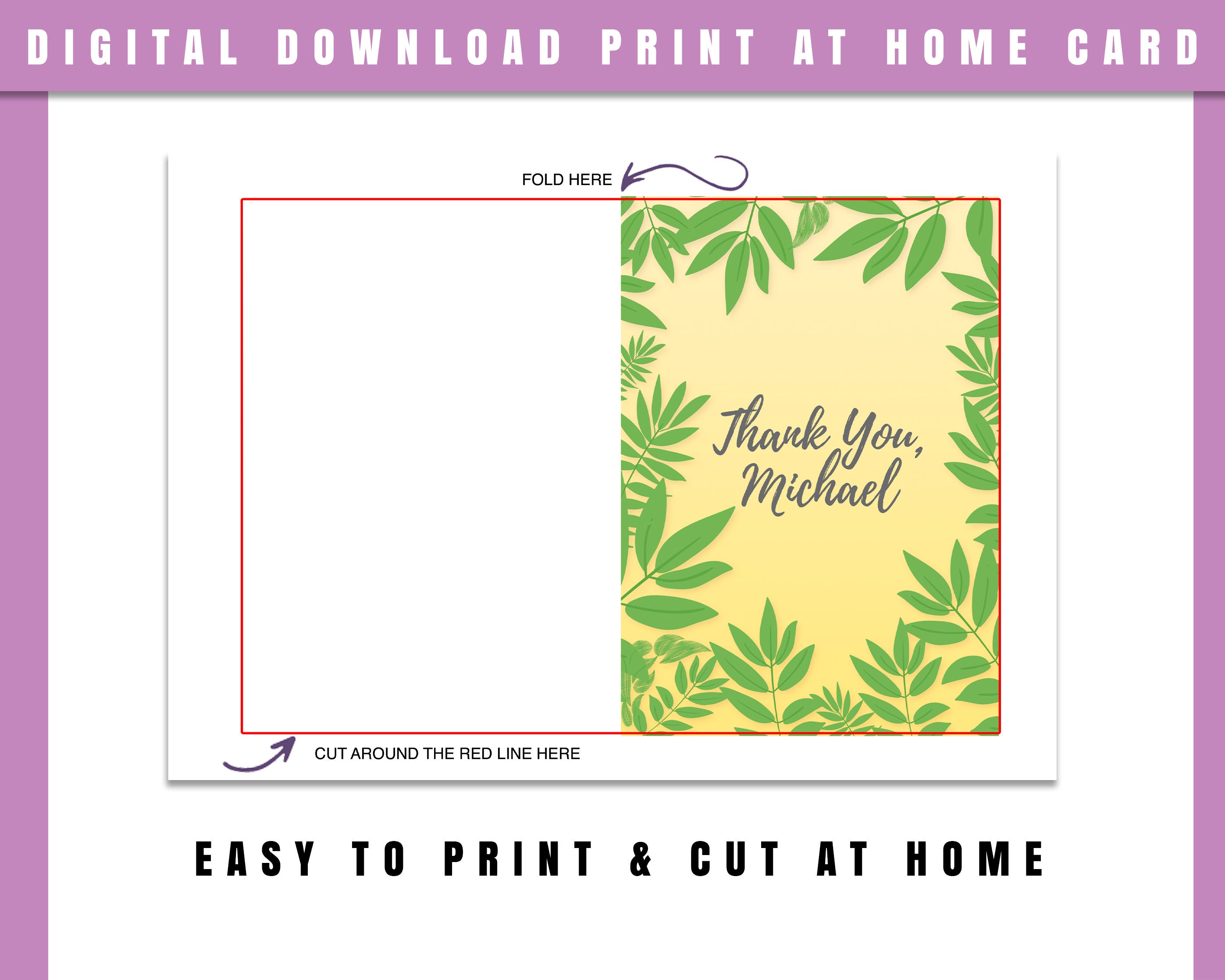 Thank You Cards. Print at Home Thank You Cards. Personalized Etsy