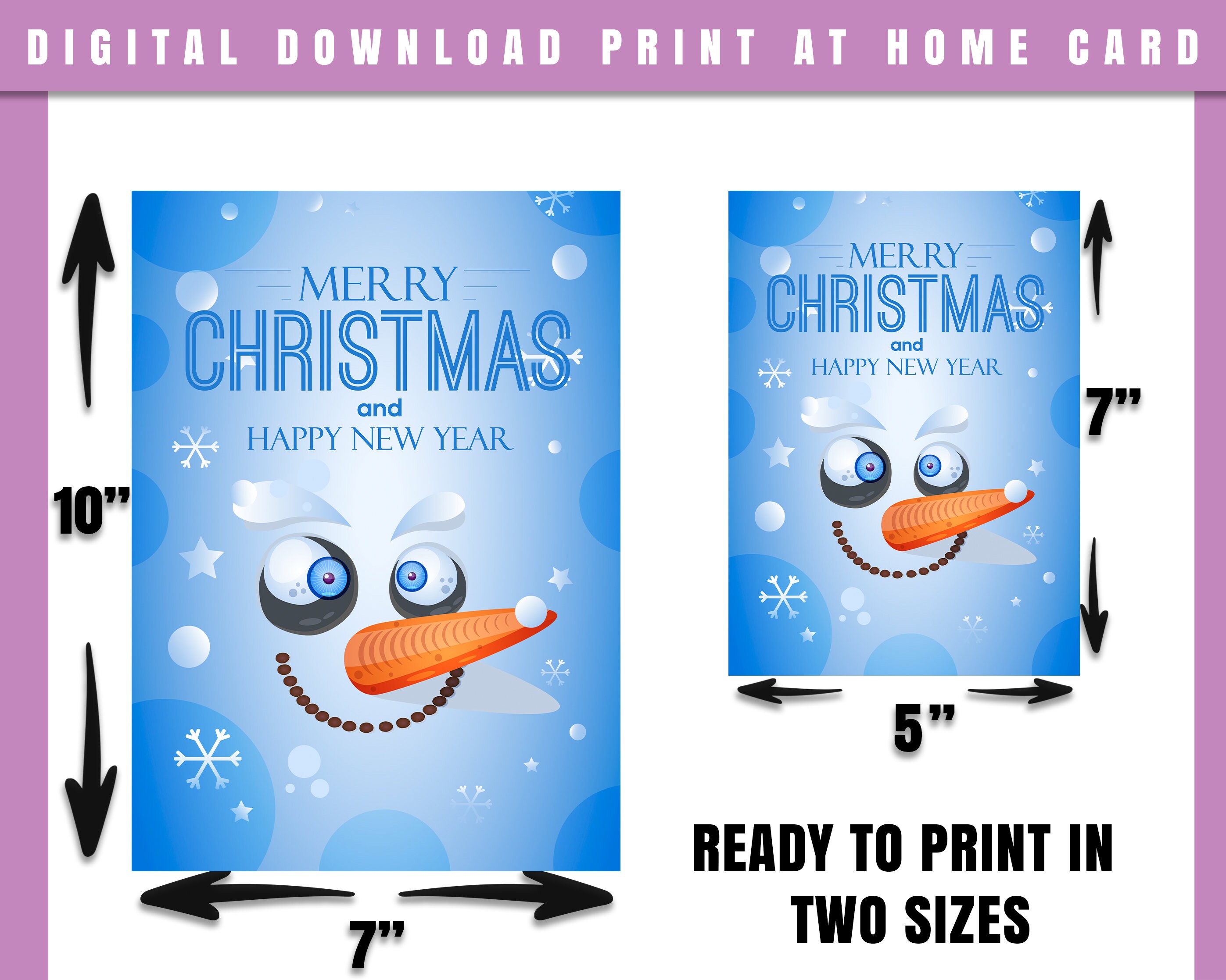 Christmas Cards. Print at Home Christmas Greeting Cards. Etsy