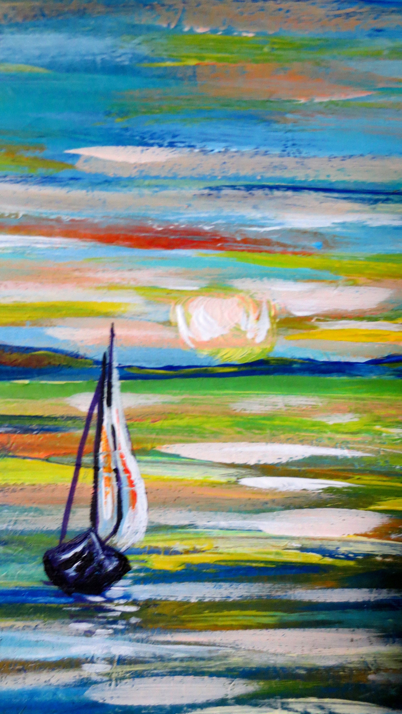 Boat Painting Seascape Original Art Small Artwork Nautical | Etsy