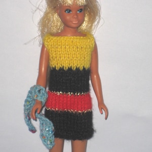 Bright knitted dress and scarf for Skipper