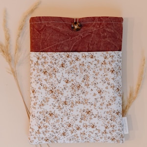 Rustic Floral Book Sleeve with Pocket – Handmade Protection for iPad, Hardback, Paperback, and Kindle Paperwhite Book Pouch- Book Lover Gift