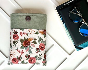 Floral Book Sleeve with Pocket: Canvas Book Protector