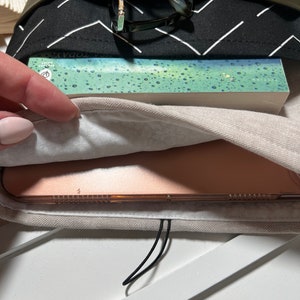 Book sleeve fits tablet and paperback or hardback book, bible cover, glasses pocket, book cover