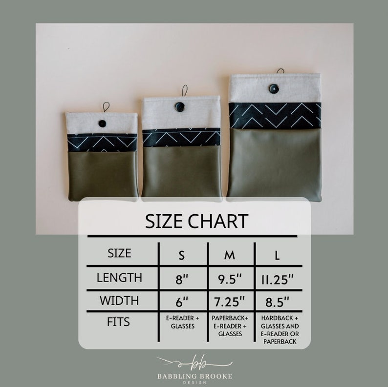 book sleeve size comparison chart for two pocket faux leather book sleeve