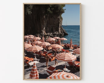 Beach Umbrella Print | Amalfi Coast Print | Mediterranean Art | Downloadable Print | Italy Poster | Italian Beaches | Coastal Prints
