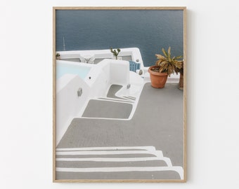 Greece Stairs Print | Santorini Wall Art | Pastel Wall Art | Europe Travel Print | Greece Wall Decor | Downloadable Print