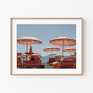Beach Umbrella Print | Italy Beach Club | Amalfi Coast Print | Mediterranean Art | Downloadable Print | Italy Poster | Coastal Prints