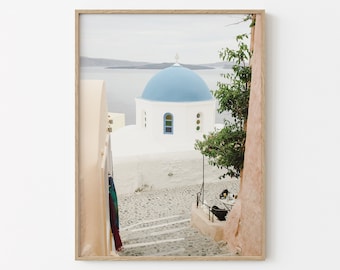 Greece Print | Santorini Wall Art | Pastel Wall Art | Europe Travel Print | Greece Wall Decor | Downloadable Print