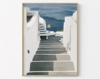 Greece Stairs Print | Santorini Wall Art | Pastel Wall Art | Europe Travel Print | Greece Wall Decor | Downloadable Print