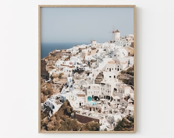 Oia Greece Print | Santorini Wall Art | Pastel Wall Art | Europe Travel Print | Greece Wall Decor | Downloadable Print