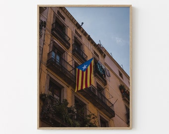 Barcelona Print | Catalan Flag | Spain Poster | Downloadable Print | Spanish Decor | Spain Wall Art | Barcelona Poster
