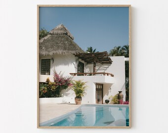 Boho strandprint | Sayulita Mexico-afdruk | Tropische strandpalm | Palmboomafdruk | Surfplank kunst aan de muur | Downloadbare afdruk