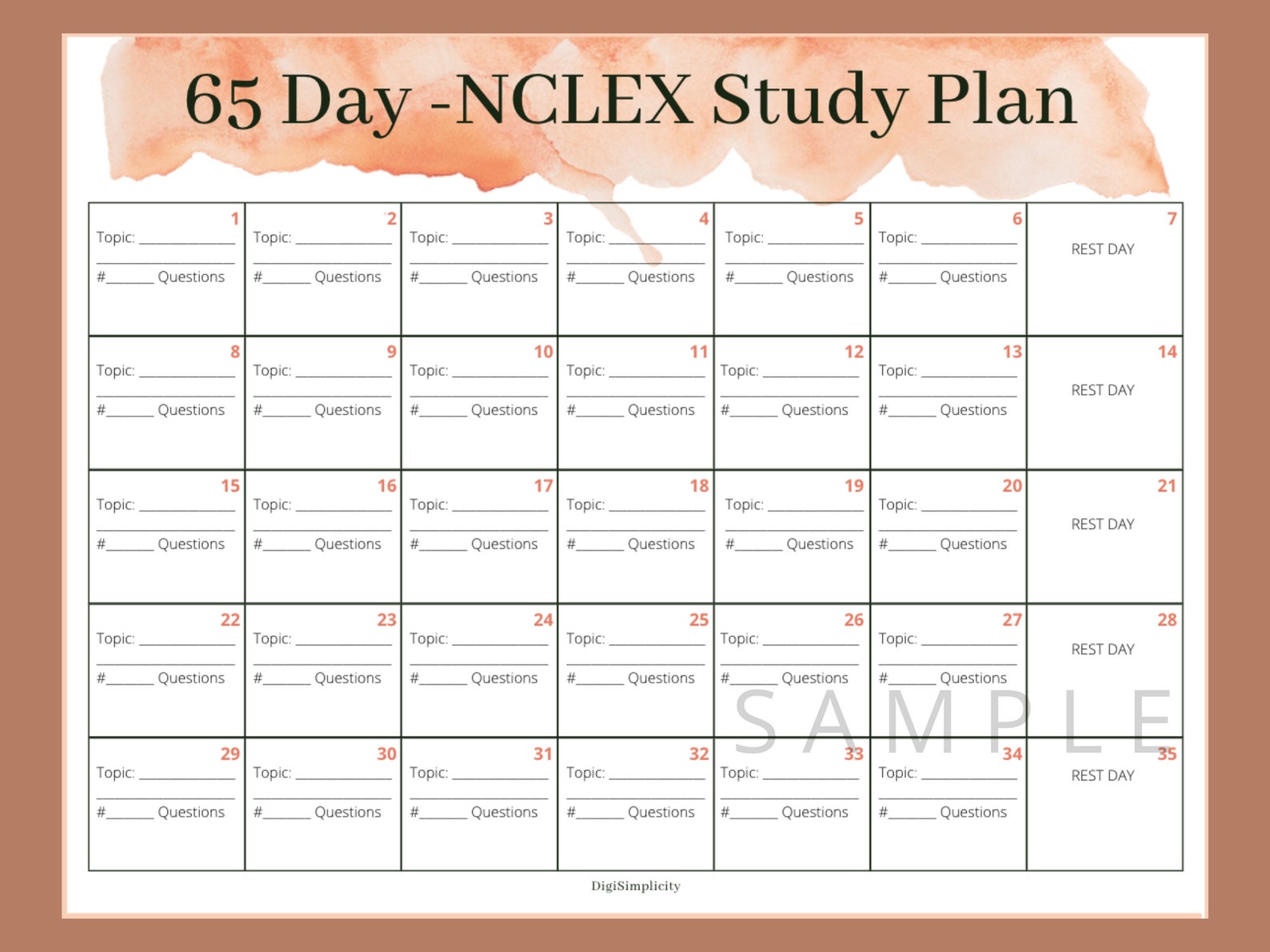 65 Day NCLEX Study Planner NCLEX Schedule Organizer Etsy