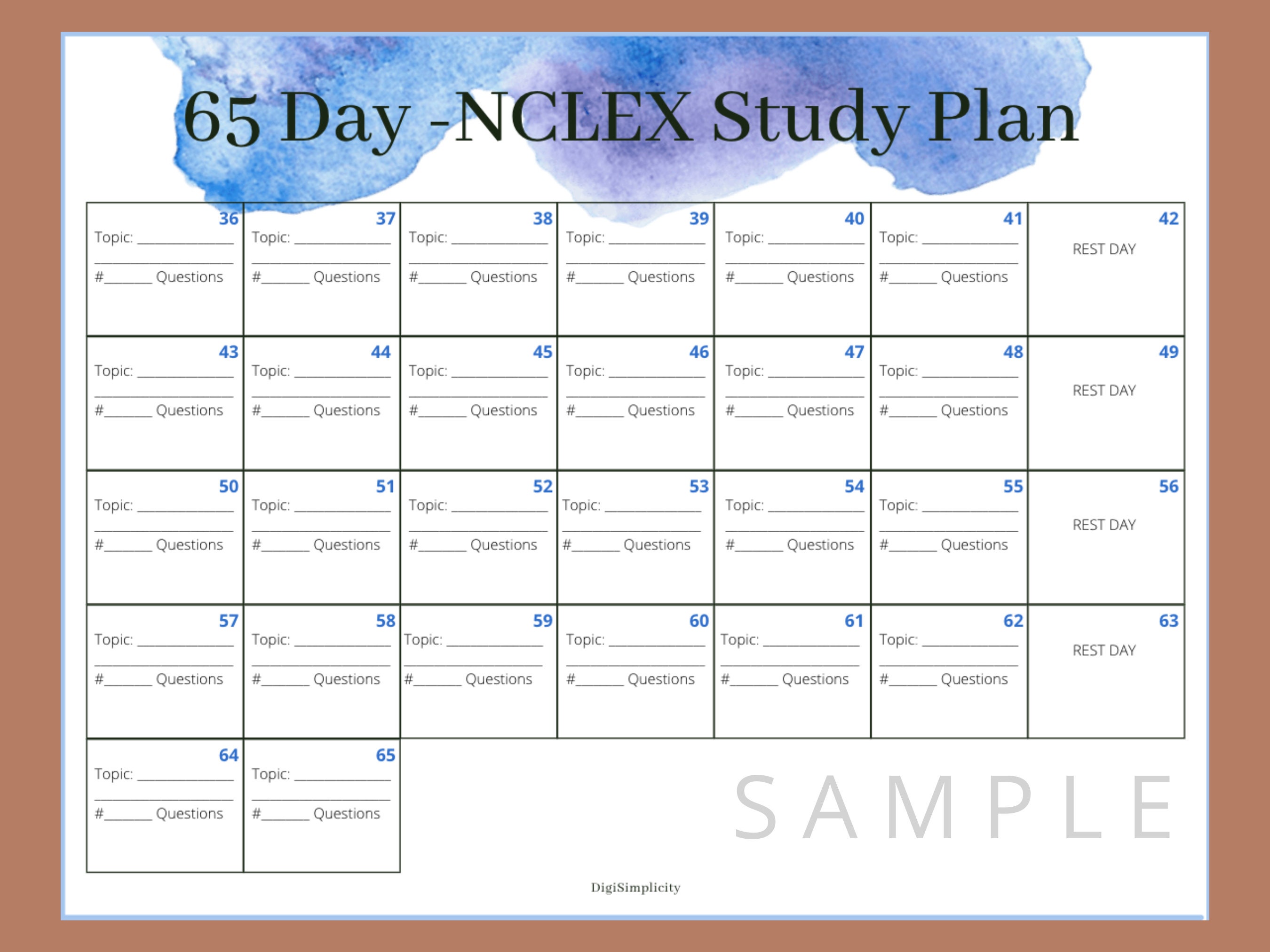NCLEX Study Plan Calendar Printable