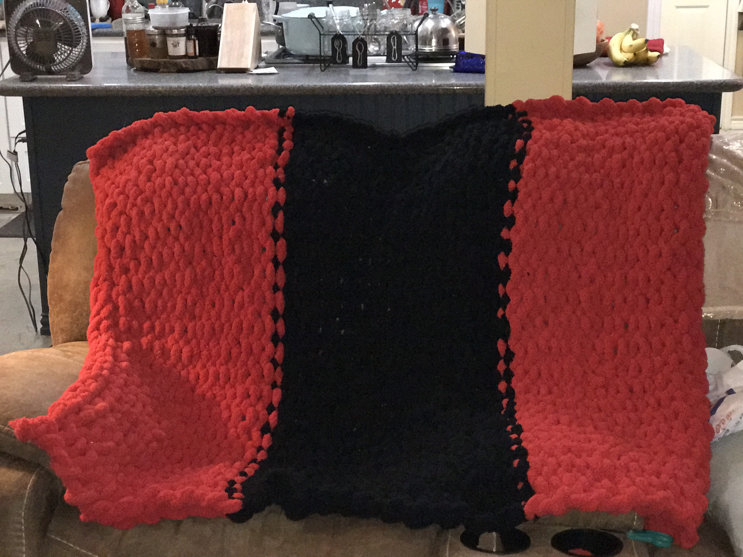 Red and Black Bernat Blanket Etsy