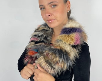 Fur Scarf of Fox Fur Multicolor