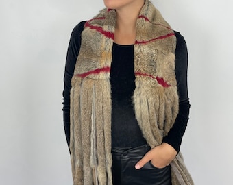 Fur Scarf of Rabbit Fur with Fringes