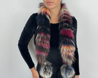Fur Scarf of Fox Fur Multicolor