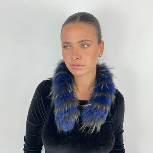 Fur Scarf of Fox Fur, Blue & Natural Color