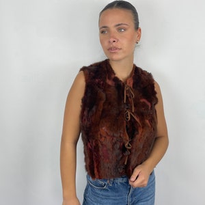 Fur Vest of Mink Fur Laser cut with Leather Laces